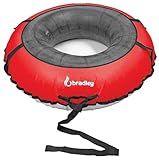 Bradley Colossal 60" Snow Tube with Slick, Heavy-Duty Bottom for Fast Sledding – Large Rubber Truck Tire Tube with Cover, 4 Handles, Patented Tow Strap and Made in USA Red