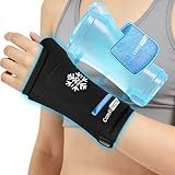 ComfiTECH Dual-Gel Wrist & Thumb Ice Pack Wrap with Extended 30-Min Cooling & Wider Coverage for Forearm, Detachable Cold Pack & Carpal Tunnel Hand Ice Sleeve for Better Putting On & Off, M