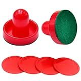 uvbws 1 Set of Air Hockey Strikers Pushers Air Hockey Table Replacement Accessories -2 red ice Hockey Pushers, 4 red ice Hockey (60mm)