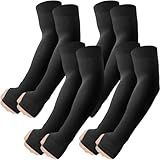 ROXUN 4 Pairs Arm Sleeves with Thumb Hole, UV Sun Protection Cooling Compression Cover Sports for Men/Women 4 Black