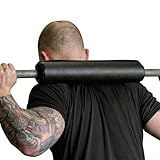 Dark Iron Fitness Barbell Pad w/Extra Thick Foam Padding, Non-Slip Hook & Loop Closure for Olympic Bars Weight Training Shoulder Neck Protection Support Squats Hip Thrusts Lunges, Blank Black