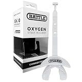 Battle Oxygen Lip Protector Mouth Guard with Connected Strap, Football and Sports Gear, Maximum Oxygen Supply, Mouthpiece Fits With or Without Braces - One Size, White