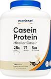 Nutricost Casein Protein Powder 5lb Vanilla - Micellar Casein, Gluten Free, Non-GMO