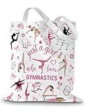 CEASQVAA Gymnastic Gifts for Gymnasts Canvas Tote Bag Gymnast Birthday Gift Bags Gymnastics Accessories Stuff Reusable Grocery Bag for Casual Shopping Travel