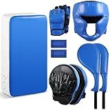 Gemscream 10 In1 Punching Mitts Kick Pad Set Taekwondo Pads Boxing Mitts Focus Pads Boxing Gloves Safety Head Guard Wrist Band for Kickboxing, Karate, Muay Thai, MMA Training(Blue)