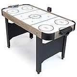 GoSports 48 Inch Air Hockey Arcade Table - Includes 2 Pushers, 3 Pucks, AC Motor, and LED Scoreboard - Oak