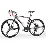 Outroad Hybrid Bikes, 26 inch 14 Speed 700C Wheel Road Bike with Light Aluminum Alloy Frame Commuter Bicycle with Dual Disc for Adult Women and Men,14 Speed-Black
