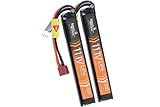 Lancer Tactical Two Pack of LiPo Airsoft Battery 11.1V 1300mAh 15C/20C Stick - Tamiya/Dean Connector, Designed for Airsoft M4 (Includes Safety Charging Bag) (1300mAh 20C Stick - Dean Connector X2)