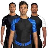 Sanabul Essential Short Sleeve Rash Guard MMA BJJ Wrestling Grappling Jiu Jitsu - Blue, Medium