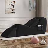 WHGBJA Yoga Chair, Lounge Chair for Yoga with Side Pocket&Lumbar Pillow&Ottoman, for Stretching, Relaxation