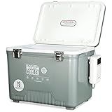 ENGEL 19 Quart Live Bait Cooler PRO for Fishing - Portable Minnow and Bait Bucket with Lithium-Ion Rechargeable Aerator - Silver (19Qt)