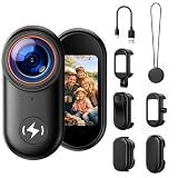 CAMWORLD 4K Mini Body Camera with 64GB Card, Thumb Action Camera Magnetic Mount 1.47" Screen, Wearable POV Camera for TikTok YouTube Vlogging Motorcycle Security