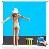 Beach Blanket Sandproof Waterproof, Beach Essentials Extra Large Beach Mat, 79" x 55" Oversized Durable Outdoor Picnic Mat Storage Bag for 1-4 Adults, Beach Accessories for Travel, Camping, Hiking