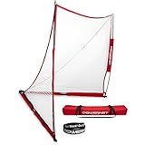 PowerNet Portable Lacrosse Goal, Pop Up 4x4 FT Lacrosse Net, Training Equipment Backstop Goal for Practice or Scrimmages, Bow Style Frame with Rubber Feet, Included Carry Bag