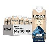 Evolve Plant Based Protein Shake, Vanilla Bean, 20g Vegan Protein, Dairy Free, No Artificial Sweeteners, Non-GMO, 10g Fiber, 11 Fl Oz (Pack of 12) (Formula May Vary)