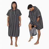 Hangy Original Surf Poncho Changing Towel for Men & Women – Quick Dry Microfiber Changing Robe with Open Access Pockets, Hood & Wearable Wetsuit Change Towel for Surfing, Swimming, Beach & Travel