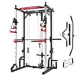 RUNFREELY SM010 Smith Machine Home Gym with Cable Crossover, All-in-ONE Trainer Compact Power Cage for Strength Training