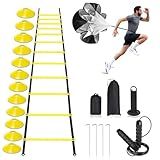 Agility Ladder,Speed Training Equipment Set,20ft Rungs Speed Ladder,Soccer Cones,Jump Rope, Running Resistance Umbrella,Basketball Equipment Football Fitness Training Equipment for Kids Youth Adults