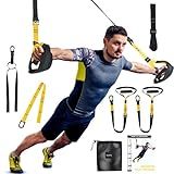 Home Suspension Training Kit with Suspension Trainer, Straps & Bands – Adjustable Full-Body Workout System for Home Gym, Yoga, Pilates, Travel | Compact Design (Yellow)