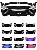 Q-RUN Hydration Running Belt with 2 x 10oz Water Bottles, No Bounce Adjustable Waist Belt for Men & Women, Marathon Running Gear
