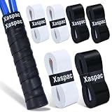 Xaspac 6 Pack Premium Overgrip Tape for Tennis, Pickleball & Badminton - Absorbent Dry Feel, Anti-Slip PU Material, Pre-Cut for Easy Installation, Enhanced Control & Durability (Black/White)