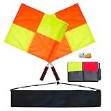 Soccer Referee-Flag Red Yellow-Cards Stainless-Whistles - Football Ref Checkered Linesman Flag Set Coach Gear Packs (color a01)