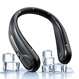 Portable Neck Fan,Hands Free Personal Wearable Bladeless Fan,6000mAh USB Rechargeable,360° Cooling,LED Display,4-Speeds,Birthday Gifts for Men Women Dad Mom,Fathers Day,Mothers Day Gifts (Black)