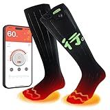 Heated Socks for Men Women, APP Control Electric Heated Socks Rechargeable Washable, Battery Heated Socks Foot Warmer Socks for Hiking Biking Camping Skiing Hunting Outdoor Work, Heating Thermal（M