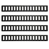 GlawTab 4-Piece Soft Rubber Rail Covers for 20mm Picatinny Rails - Cuttable Anti-Slip Tactical Panels Compatible with M4, MK18, 416, and AR Accessories (4, Black)