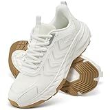 HARENCE Mens Sneakers Walking Shoes: Comfortable Breathable Cushioning Non Slip Casual Athletic Tennis Shoes for Gym Workout White