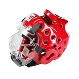 HXRROO Taekwondo Headgear Karate Headgear with Removable mask for Sparring Partner Muay Thai Taekwondo Karate MMA Training Youth Adults (red, Medium)