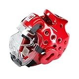 HXRROO Taekwondo Headgear Karate Headgear with Removable mask for Sparring Partner Muay Thai Taekwondo Karate MMA Training Children Adults (red, Medium)