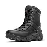 NORTIV 8 Men's Tactical Military Work Boots Side Zipper,Black,10