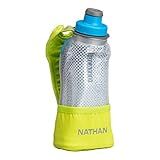 NATHAN Running Handheld Water Bottle Adjustable No-Grip Quick Squeeze Lite Hand Strap. 12 oz Insulated Water Bottle. Reflective Hydration
