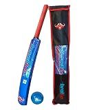 Bratla Cricket Plastic Set Kit - Blue Beach & Backyard Cricket Set Includes Bat, Ball & Carry Bag (Size 6)