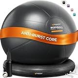 MANTRA SPORTS Yoga Ball Chair - Stability Ball and Exercise with Base for Office Desk Sitting, Active Chair for Posture & Core Support, Seat for Home Gym, Abs, Stretching, Therapy, Fast Pump Included