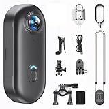 NUISK 4K Thumb Action Camera | 128G Sports Camera for POV Photoshooting: Waterproof Sports Camera The Size of a Thumb Suitable for Running Cycling Swimming Hiking Adventure Etc (Black)