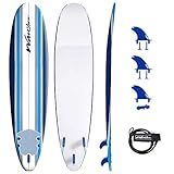 Wavestorm 8ft Classic Surfboard // Foam Wax Free Soft Top Longboard for Adults and Kids of All Levels of Surfing
