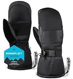 Tough Outdoors Ski Mittens - Waterproof Mittens for Men & Women - Insulated Winter Gloves - Palm Grip Skiing Accessories - Black - X-Small-Small
