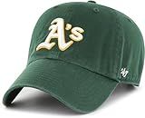 47 Brand MLB Team Color Home Primary Logo Clean Up Adjustable Baseball Cap Hat, Adult One Size Fits All - Oakland Athletics Green
