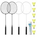 AboveGenius Lightweight Badminton Set, 4 Rackets with 6 Nylon Birdies