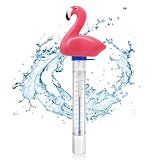 Pool Thermometer Floating, Water Temperature Thermometer with String, Large Size Easy Read & Shatter Resistant Pool Accessories for Ice Bath & Hot Tub, Outdoor & Indoor Swimming Pool, Spas (Flamingo)