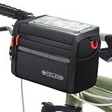 Insulated Bike Handlebar Bag, 4L Capacity Storage Pouch with 7.5" Bike Phone Bag Holder Sensitive Touch Screen Tube Bicycle Bag with Shoulder Strap for Outdoor Trip
