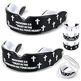 Yaomiao 2 Pcs Mouth Guards Christian Teeth Guards Sport Game Guard & Case Religious MouthGuard Soccer Football Basketball Baseball Wrestling Lacrosse Rugby Boxing Taekwondo(Black & Proverb,Youth)