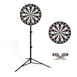 Dartboard with Stand, 34"-74" Adjustable Height Dartboard Stand for Adults, 18" Dart Board, Sturdy Tripod, Portable Design with 6 Darts for Travel, Home, Bars, or Outdoor Games