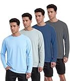 Kinglaman 4 Pack Men's UPF 50+ Rash Guard Swim Fishing Sun Shirts, Long Sleeve SPF UV Sun Protection Shirts for Men 1 Blue 1 Gray 1 Navy 1 Charcoal Large