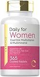 Carlyle Women's Daily Multivitamin and Multimineral Supplement | 365 Tablets | Beta-Carotene, Folic Acid and Vitamin D | Non-GMO, Gluten Free Pills