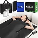 Lunix LX17 Infrared Sauna Blanket, Portable Sauna Bag for Relaxation, Detox & Stress Relief, Adjustable Heat 77–176°F, Far Infrared Blanket with Pillow, Wrap & Hot Cold Gel Pack – Jet Black