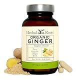 Herbal Roots Organic Ginger Capsules - Digestive Support - USDA Certified Organic - 60 Vegan Capsules