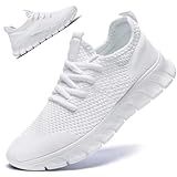 RJYWGS White Sneakers for Women Men Tennis Shoes Running Gym Sneaker Slip On Walking Lightweight Athletic Workout Fashion Sports Shoes White Size Women 8/ Men 6.5
